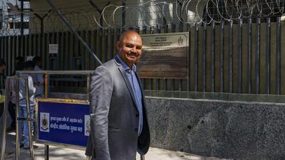 Delhi CM Arvind Kejriwal's personal assistant Bibhav Kumar at the Enforcement Directorate office for questioning in the Delhi excise policy case, in New Delhi on Thursday. (PTI)