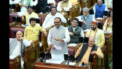 Deputy CM Brjesh Pathak speking in Assembly on Thursday. (HT photo) Deputy CM Brjesh Pathak speking in Assembly on Thursday. (HT photo)