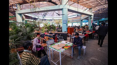 Empty chambers at the Jammu & Kashmir high court, in Jammu on Thursday. (PTI) Empty chambers at the Jammu & Kashmir high court, in Jammu on Thursday. (PTI)