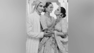On February 22, Kiara Advani shared pictures on Instagram to wish her mother on her birthday. "Mummaaaaaa. Happy Happy birthday to my loving, caring, praying mother.. I am blessed to be your daughter," Kiara captioned the post. It features the actor hugging her mother lovingly and posing with her family. She wore custom-made traditional ensembles designed by Manish Malhotra in all the photos. (Instagram) On February 22, Kiara Advani shared pictures on Instagram to wish her mother on her birthday. "Mummaaaaaa. Happy Happy birthday to my loving, caring, praying mother.. I am blessed to be your daughter," Kiara captioned the post. It features the actor hugging her mother lovingly and posing with her family. She wore custom-made traditional ensembles designed by Manish Malhotra in all the photos. (Instagram)