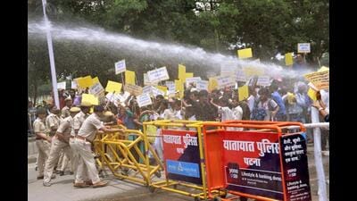 MGNREGS workers during a protest in Patna in 2019. MGNREGS is aimed at providing work to unskilled rural workers for at least 100 days in a year. (HT Photo) MGNREGS workers during a protest in Patna in 2019. MGNREGS is aimed at providing work to unskilled rural workers for at least 100 days in a year. (HT Photo)
