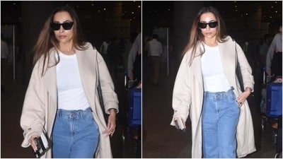 Malaika Arora nails airport fashion in a stylish comfy ensemble. (HT Photo/Varinder Chawla) Malaika Arora nails airport fashion in a stylish comfy ensemble. (HT Photo/Varinder Chawla)
