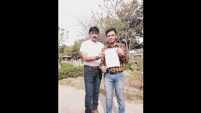 Pranav Dhiman of God Blessing Senior Secondary Public School clinched first place out of several students who competed in the competition. (HT Photo)