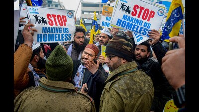 The J&K administration led by lieutenant governor Manoj Sinha had last month launched a massive anti-encroachment drive across the UT, triggering panic among the public. (PTI file) The J&K administration led by lieutenant governor Manoj Sinha had last month launched a massive anti-encroachment drive across the UT, triggering panic among the public. (PTI file)