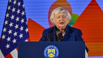 US treasury secretary Janet Yellen addresses the media during a news conference on the second day of the second meeting of the G20 Finance and Central Bank Deputies under India’s G20 Presidency in Bengaluru, on Thursday. (PTI) US treasury secretary Janet Yellen addresses the media during a news conference on the second day of the second meeting of the G20 Finance and Central Bank Deputies under India’s G20 Presidency in Bengaluru, on Thursday. (PTI)