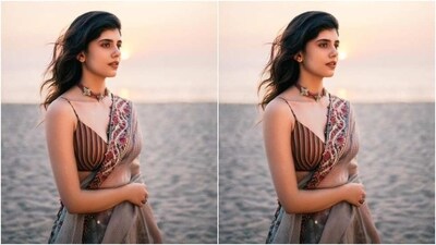 Assisted by makeup artist Riya D Sheth, Sanjana decked up in nude eyeshadow, black eyeliner, mascara-laden eyelashes, contoured cheeks and a shade of nude lipstick. (Instagram/@sanjanasanghi96) Assisted by makeup artist Riya D Sheth, Sanjana decked up in nude eyeshadow, black eyeliner, mascara-laden eyelashes, contoured cheeks and a shade of nude lipstick. (Instagram/@sanjanasanghi96)