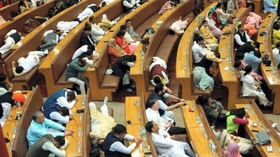 Some councillors relax while others sleep during the election of members of the standing committee at Civic Centre in New Delhi, Wednesday. (PTI) Some councillors relax while others sleep during the election of members of the standing committee at Civic Centre in New Delhi, Wednesday. (PTI)