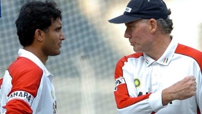 Sourav Ganguly and Greg Chappell in a still from 2005 (Getty) Sourav Ganguly and Greg Chappell in a still from 2005 (Getty)