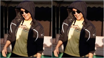 Neha wore her tresses in two clean French braids with a middle part as she posed for the pictures (Instagram/@nehadhupia) Neha wore her tresses in two clean French braids with a middle part as she posed for the pictures (Instagram/@nehadhupia)