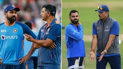 The Rohit Sharma-Rahul Dravid pair appears to give players a longer run compares to Virat Kohli and Ravi Shastri (Getty) The Rohit Sharma-Rahul Dravid pair appears to give players a longer run compares to Virat Kohli and Ravi Shastri (Getty)