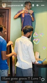 Kangana Ranaut paints her walls green.