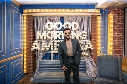 Ram Charan waiting to join the show. Ram Charan waiting to join the show.