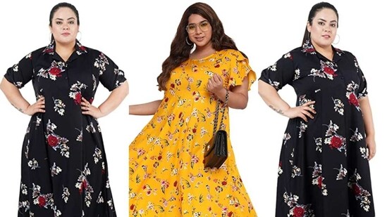 There are many striking dresses available on Amazon for plus size women.