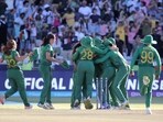 South Africa players celebrate reaching the final 