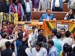 Delhi Mayor Shelly Oberoi following a ruckus inside MCD house over the election of member of the standing committee (PTI Photo)