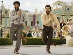 Jr NTR and Ram Charan danced together to Naatu Naatu. Jr NTR and Ram Charan danced together to Naatu Naatu.