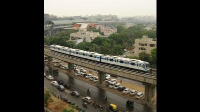 Double decker viaduct is a three-tier transportation solution entailing carrying the highway flyover at the first level, the metro rail at the second and the existing highway at the ground level. (HT File) Double decker viaduct is a three-tier transportation solution entailing carrying the highway flyover at the first level, the metro rail at the second and the existing highway at the ground level. (HT File)
