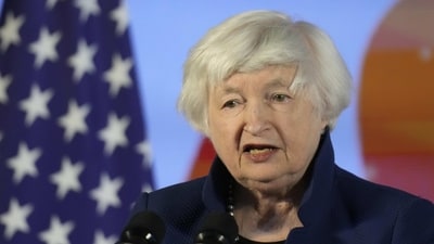 Russia-Ukraine War: US Treasury Secretary Janet Yellen speaks during a press conference. (AP)