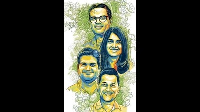 Kaushik Kappagantulu, Saumya Sahay, Ayush Sharma and Sathya Raghu V Mokkapati of Kheyti. (HT Illustration: Mohit Suneja) Kaushik Kappagantulu, Saumya Sahay, Ayush Sharma and Sathya Raghu V Mokkapati of Kheyti. (HT Illustration: Mohit Suneja)