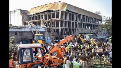 Many workers present there got trapped under the debris while a few others managed to escape. (PTI photo)