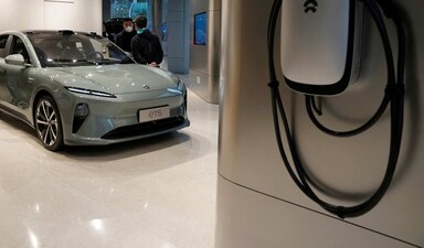 A Nio ET5 electric vehicle is displayed at the Chinese EV maker's showroom in Shanghai, China. (Reuters) A Nio ET5 electric vehicle is displayed at the Chinese EV maker's showroom in Shanghai, China. (Reuters)