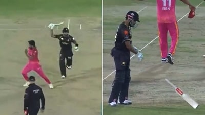 The two moods of Babar Azam were caught on camera. (Screengrab/PSL) The two moods of Babar Azam were caught on camera. (Screengrab/PSL)