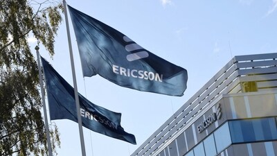 Flags with Ericsson logo are pictured outside company's head office in Stockholm, Sweden (REUTERS)