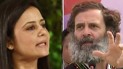Trinamool Congress MP Mahua Moitra and Congress leader Rahul Gandhi. Trinamool Congress MP Mahua Moitra and Congress leader Rahul Gandhi.