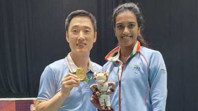 Park Tae-sang with PV Sindhu (Instagram) Park Tae-sang with PV Sindhu (Instagram)