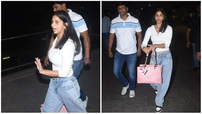Suhana Khan at Mumbai airport on Thursday. (Varinder Chawla)