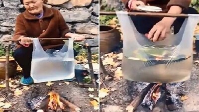 The unique cooking style of the woman has left the netizens stunned and puzzled. (Twitter/ TheFigen_) The unique cooking style of the woman has left the netizens stunned and puzzled. (Twitter/ TheFigen_)