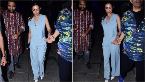 Malaika looked pretty in pastel blue. (HT Photos/Varinder Chawla)