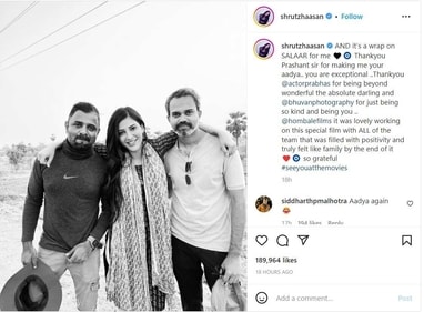 Shruti Haasan has shared a picture from sets of Salaar. Shruti Haasan has shared a picture from sets of Salaar.