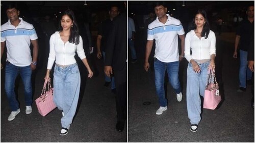 Suhana looked pretty in white and denim combo. (HT photos/Varinder Chawla) Suhana looked pretty in white and denim combo. (HT photos/Varinder Chawla)