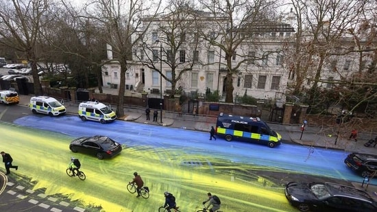 Ukrainian Flag In London: The colours used for the painting were non-toxic.