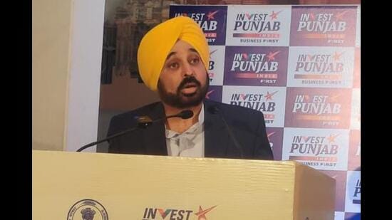 Mann was addressing industrialists and delegates on the valedictory function of two-day 5th Progressive Punjab Investors’ Summit, 2023 organised at Indian School of Business, Mohali. (HT File Photo)