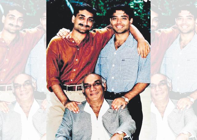 Filmmaker Aditya Chopra (seen here with father Yash Chopra and brother Uday Chopra), shunned the spotlight early on. Filmmaker Aditya Chopra (seen here with father Yash Chopra and brother Uday Chopra), shunned the spotlight early on.