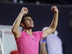Tennis - ATP 500 - Rio Open - Jockey Club Brasileiro, Rio De Janeiro, Brazil - February 24, 2023 Spain's Carlos Alcaraz celebrates winning his quarter final match against Serbia's Dusan Lajovic REUTERS/Ricardo Moraes