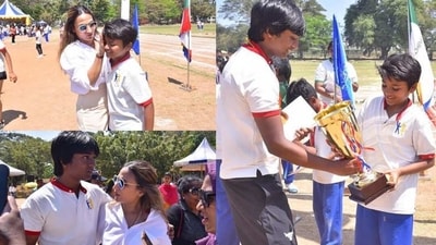 Aishwaryaa Rajinikanth attended Sports Day at her son Yatra and Linga's school. Aishwaryaa Rajinikanth attended Sports Day at her son Yatra and Linga's school.