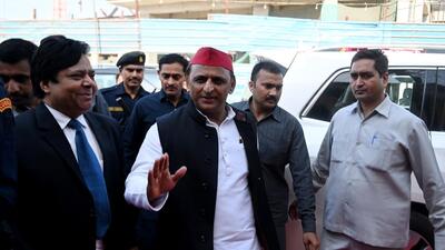 Former chief minister Akhilesh Yadav in Noida on Friday. Former chief minister Akhilesh Yadav in Noida on Friday.