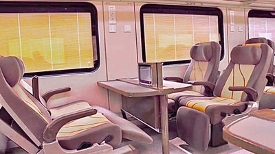 Tejas Express is one of the three semi-high speed fully air-conditioned trains introduced by Indian Railways. (Twitter/ @Ashwini Vaishnaw) Tejas Express is one of the three semi-high speed fully air-conditioned trains introduced by Indian Railways. (Twitter/ @Ashwini Vaishnaw)