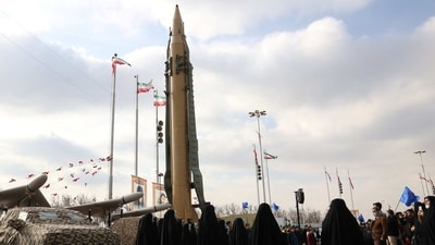 An Iranian missile is seen during the 44th anniversary of the Islamic Revolution in Tehran on February 11, 2023. (REUTERS) An Iranian missile is seen during the 44th anniversary of the Islamic Revolution in Tehran on February 11, 2023. (REUTERS)