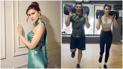 Kriti Sanon works out at the gym with her trainer, (Instagram ) Kriti Sanon works out at the gym with her trainer, (Instagram )