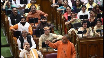Uttar Pradesh chief minister Yogi Adityanath in the state assembly on Saturday. (HT PHOTO) Uttar Pradesh chief minister Yogi Adityanath in the state assembly on Saturday. (HT PHOTO)