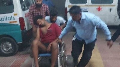 Hyderabad: A person injured in the clash being rushed to the hospital. (ANI)