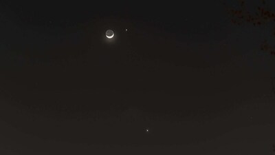 Jupiter and Venus seen appearing closer in the sky with the Moon sitting very close to them. (Twitter/ Brad Panovich) Jupiter and Venus seen appearing closer in the sky with the Moon sitting very close to them. (Twitter/ Brad Panovich)