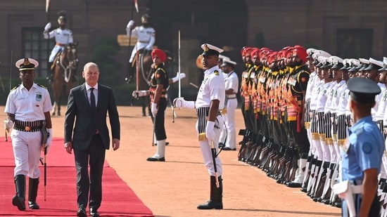 Olaf Scholz is accompanied by senior officials and a high-powered business delegation.&nbsp;(AFP)