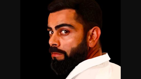 The image shows the portrait of Virat Kohli (Twitter/@WG_RumblePants)