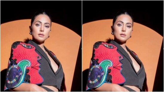 Hina decked up in black winged eyeliner, black kohl, mascara-laden eyelashes, drawn eyebrows, contoured cheeks and a shade of nude lipstick.&nbsp;(Instagram/@realhinakhan)