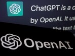 The logo of OpenAI is displayed near a response by its AI chatbot ChatGPT on its website.